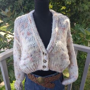 Kimchi Blue Cream Multicolor Button-Up Cardigan